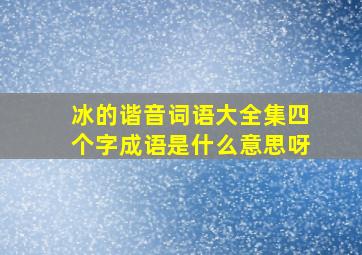 冰的谐音词语大全集四个字成语是什么意思呀