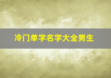 冷门单字名字大全男生