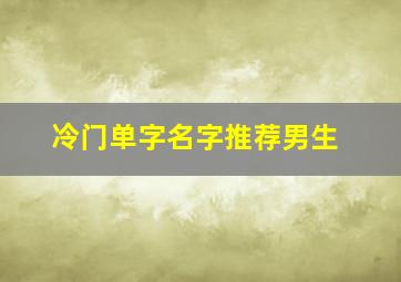 冷门单字名字推荐男生