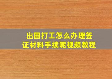 出国打工怎么办理签证材料手续呢视频教程