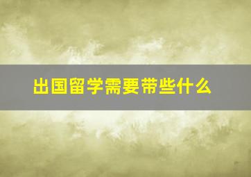 出国留学需要带些什么