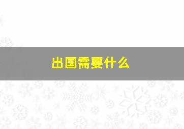 出国需要什么