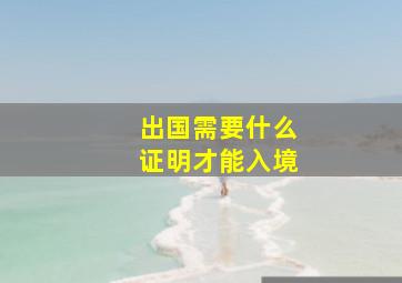 出国需要什么证明才能入境