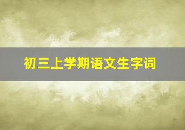 初三上学期语文生字词