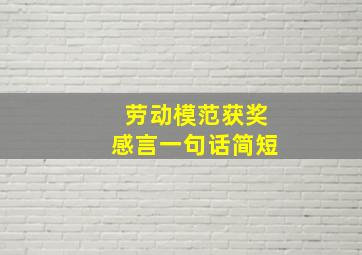 劳动模范获奖感言一句话简短