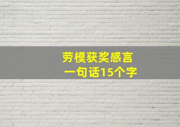 劳模获奖感言一句话15个字