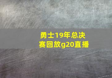 勇士19年总决赛回放g20直播