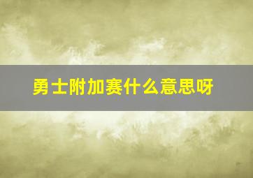 勇士附加赛什么意思呀