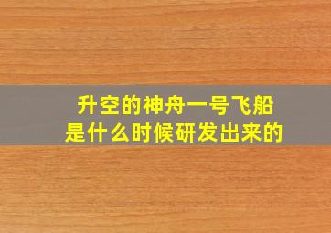 升空的神舟一号飞船是什么时候研发出来的