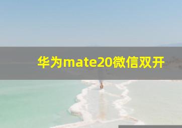 华为mate20微信双开