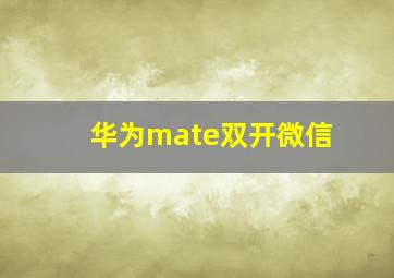 华为mate双开微信