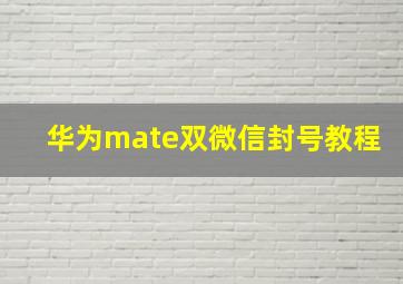 华为mate双微信封号教程