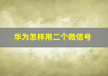 华为怎样用二个微信号