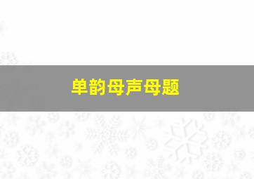 单韵母声母题