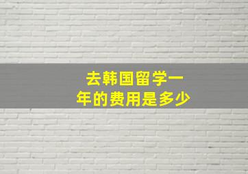 去韩国留学一年的费用是多少