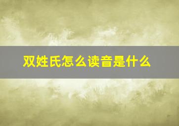 双姓氏怎么读音是什么