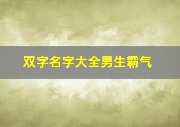 双字名字大全男生霸气