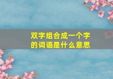 双字组合成一个字的词语是什么意思