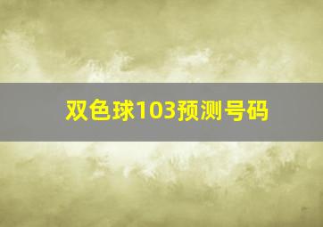 双色球103预测号码