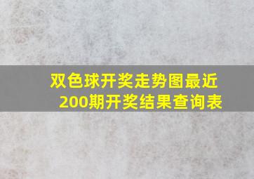 双色球开奖走势图最近200期开奖结果查询表