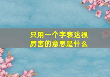 只用一个字表达很厉害的意思是什么