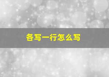 各写一行怎么写