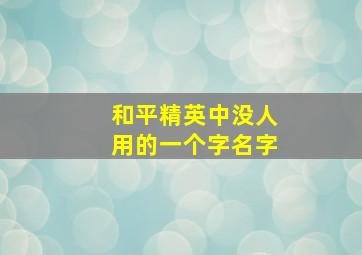 和平精英中没人用的一个字名字