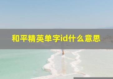 和平精英单字id什么意思