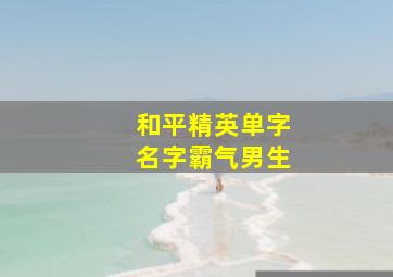 和平精英单字名字霸气男生