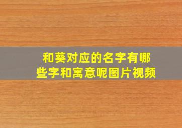 和葵对应的名字有哪些字和寓意呢图片视频