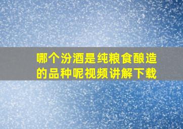 哪个汾酒是纯粮食酿造的品种呢视频讲解下载