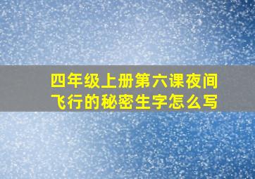 四年级上册第六课夜间飞行的秘密生字怎么写