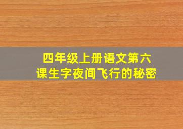 四年级上册语文第六课生字夜间飞行的秘密