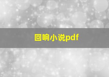 回响小说pdf