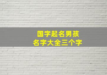 国字起名男孩名字大全三个字