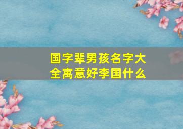 国字辈男孩名字大全寓意好李国什么