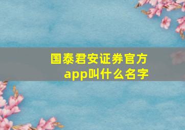 国泰君安证券官方app叫什么名字