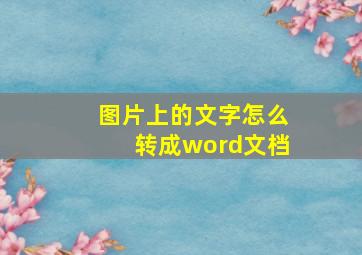 图片上的文字怎么转成word文档