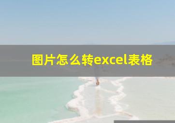 图片怎么转excel表格