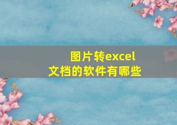 图片转excel文档的软件有哪些