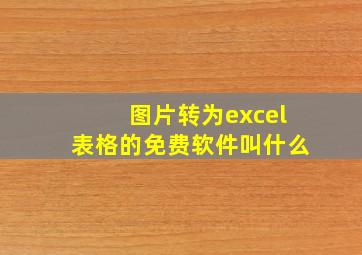 图片转为excel表格的免费软件叫什么