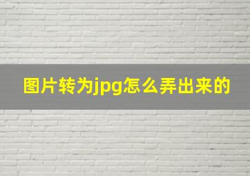 图片转为jpg怎么弄出来的