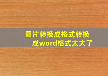 图片转换成格式转换成word格式太大了