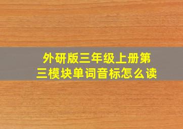 外研版三年级上册第三模块单词音标怎么读