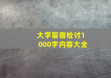 大学留宿检讨1000字内容大全