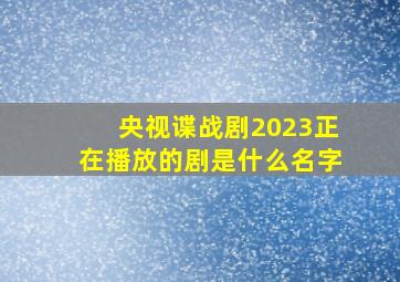 央视谍战剧2023正在播放的剧是什么名字