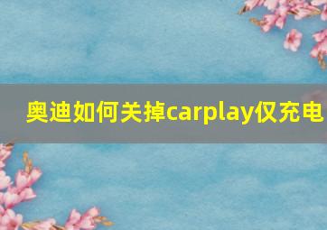 奥迪如何关掉carplay仅充电