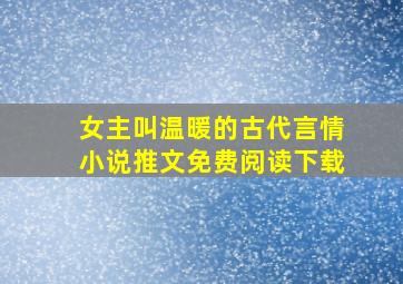 女主叫温暖的古代言情小说推文免费阅读下载