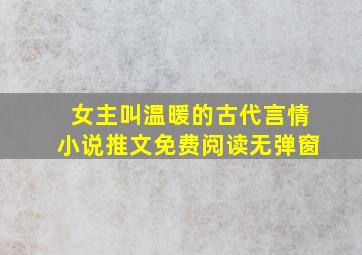 女主叫温暖的古代言情小说推文免费阅读无弹窗