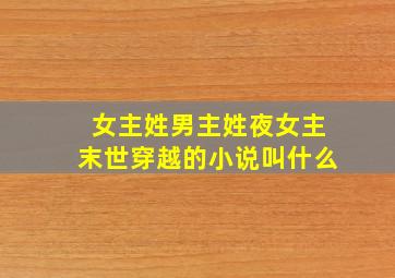 女主姓男主姓夜女主末世穿越的小说叫什么